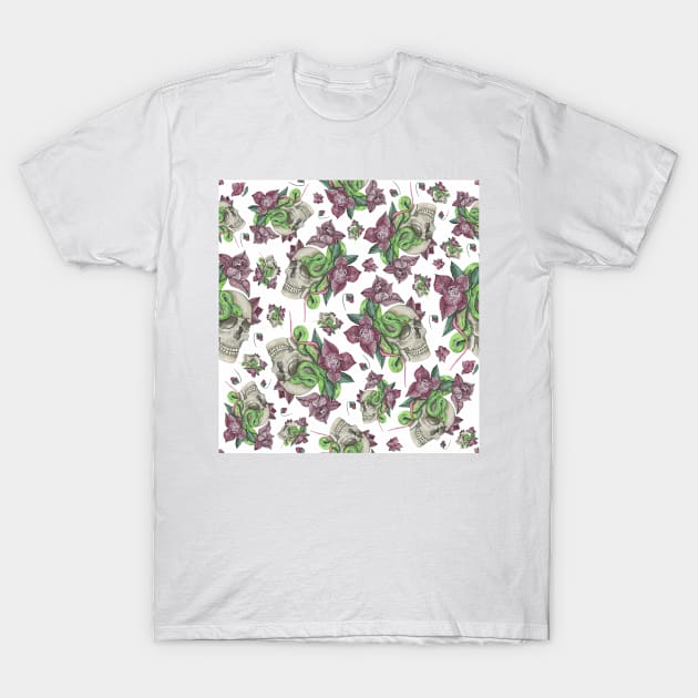 Flower and skulls T-Shirt by Maxs